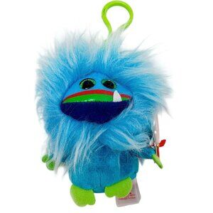 Ty Frizzys Fang Clip On Plush Bag Clip Backpack Keychain Furry Monster Blue Gree